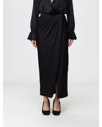 Hanita - Draped High-Waisted Satin Long Pencil Skirt - Lyst
