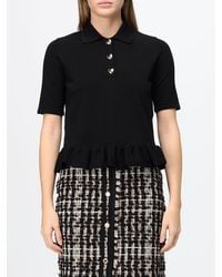 Twinset - Slim Fit Short-Sleeved Knit Polo Shirt With Ruffled Hem And Heart - Lyst
