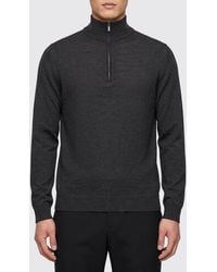 Zanone - Slim Fit Wool Mock-Neck Sweater With Half-Zip And Long Sleeves - Lyst