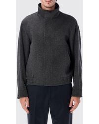 Lardini - Pure Virgin Wool Short Coat With Funnel Neck And Concealed Closure - Lyst