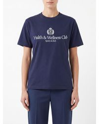 Sporty & Rich - Sporty &Amp Rich H&W Crewneck Cotton T-Shirt With Logo Print - Lyst