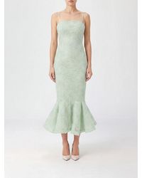 ROTATE BIRGER CHRISTENSEN - Floral Pattern Midi Cocktail Dress With Square Neck - Lyst