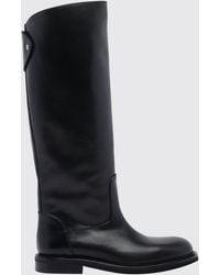 Poeve - Smooth Calfskin Knee-High Boots With Side Zip And A Low Heel - Lyst