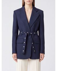 Stella McCartney - Studded Slim Fit Cropped Viscose Blazer With Tie Belt - Lyst