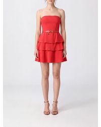 Elisabetta Franchi - Off-The-Shoulder Jersey Mini Sheath Dress With Ruffles - Lyst