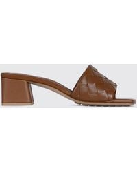 Bottega Veneta - Parco Intrecciato Leather Mule Sandals With Low Block Heel - Lyst