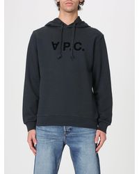 A.P.C. - Cotton Stretch Hoodie With Logo - Lyst