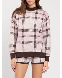 Twinset - Check Wool And Silk Blend Jumper With Dropped Shoulders - Lyst