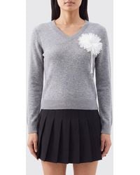 Self-Portrait - Pull En Mélange De Laine Mérinos À Col V Et Fleur Brodée - Lyst