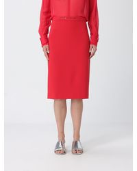 Elisabetta Franchi - High-Waisted Crêpe Midi Pencil Skirt With Slit - Lyst