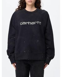 Carhartt - Cotton Crewneck Sweatshirt With Contrast Logo And Dropped Shoulders - Lyst