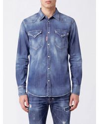 DSquared² - Slim Fit Stretch Cotton Shirt With French Collar - Lyst