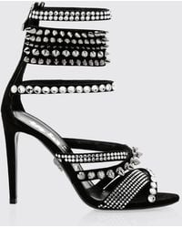 Philipp Plein - Suede High-Heeled Sandals With Crystal And Stud Embellishments - Lyst