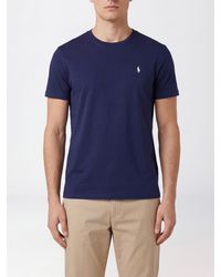 Polo Ralph Lauren - Slim Fit Cotton T-Shirt With Embroidered Logo And Crew Neck - Lyst