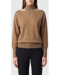Courreges - Courr&Egrave	Ges Merino Wool Turtleneck Jumper With Cut-Out Detail And Tonal Logo - Lyst