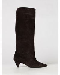 Anna F. - Suede Leather Knee-High Boots With Cone Heel - Lyst