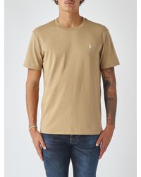 Polo Ralph Lauren - Slim Fit Cotton T-Shirt With Embroidered Logo And Crew Neck - Lyst