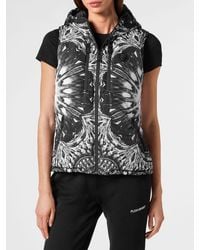 Philipp Plein - Chaleco Acolchado De Nailon Con Capucha Y Estampado Gráfico - Lyst