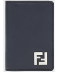 Fendi - Squared Ff Coated Cotton Leather Card Holder - Lyst