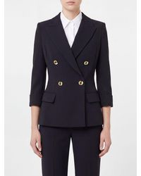 Elisabetta Franchi - Slim Fit Double-Breasted Crêpe Blazer With Peak Lapels - Lyst