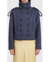 7 For All Mankind - Double-Breasted Short Wool Coat With Dropped Shoulders - Lyst