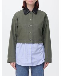 Anine Bing - Yuma Cotton Shirt Jacket With Contrast Leather Collar - Lyst
