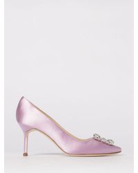 Manolo Blahnik - Hangisi Satin Pumps With Jewel Buckle - Lyst
