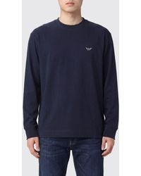 Emporio Armani - Long-Sleeved Cotton T-Shirt With Eagle Logo - Lyst