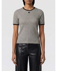 Courreges - Courr&Egrave	Ges Cotton T-Shirt With Houndstooth Motif - Lyst
