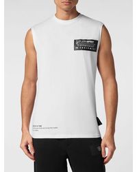 Philipp Plein - Slim Fit Cotton Tank Top With Contrast Logo Print - Lyst