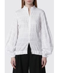 Thelatest - Dalila Cotton Shirt With Balloon Sleeves And A Mandarin Collar - Lyst