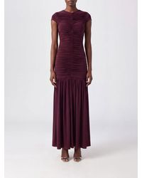 ROTATE BIRGER CHRISTENSEN - Draped Jersey Midi Dress With V-Neck And Ruched Waist - Lyst