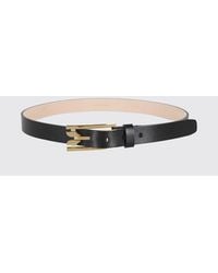 Victoria Beckham - Smooth Calfskin Leather Belt With Monogram Buckle - Lyst