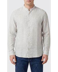 Boglioli - Striped Linen Slim Fit Shirt With Mandarin Collar - Lyst
