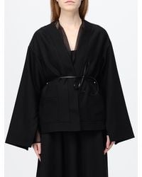Crida Milano - Cropped Wool Robe Blazer With Waist Belt And Dropped Shoulders - Lyst