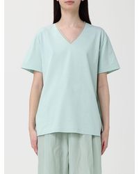 Fabiana Filippi - V-Neck T-Shirt With Diamond Thread Inlays - Lyst