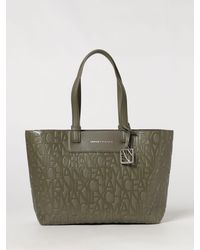 ARMANI EXCHANGE - Grained Synthetic Leather Tote Bag With Embossed Logo - Lyst
