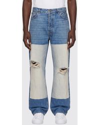 Maison Margiela - Straight Leg Cotton Denim Jeans With Patchwork Effect - Lyst
