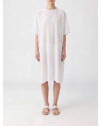 The Row - Midi Cotton Tunic With Dropped Shoulders And Crew Neck - Lyst