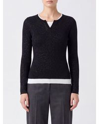 ELEH - Long-Sleeved Slim Fit Glitter Wool Crewneck Jumper - Lyst