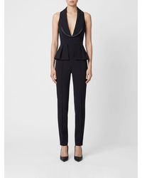 Elisabetta Franchi - Slim Fit Long Jumpsuit With V-Neck And Ruffled Waist - Lyst