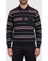 Undercover - Striped Long-Sleeved Cotton Polo Shirt With Ribbed Collar - Lyst