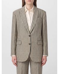 Brunello Cucinelli - Striped Linen Single-Breasted Blazer With Peak Lapels - Lyst