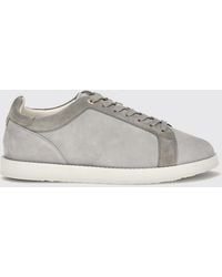 Brunello Cucinelli - Low Top Leather And Suede Sneakers With Printed Logo - Lyst