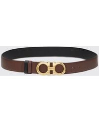 Ferragamo - 3.5 Cm Reversible Leather Belt With Gancini Buckle - Lyst
