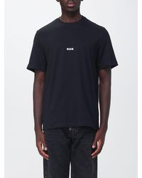 MSGM - Short-Sleeved Cotton T-Shirt With Contrast Logo Print - Lyst