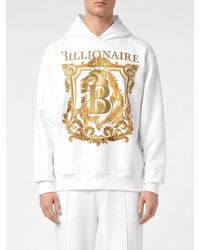 Billionaire - Cotton Hoodie With Baroque Print - Lyst