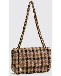 Twinset - Check Fabric Shoulder Bag With Woven Chain Handle - Lyst