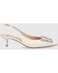 Roberto Festa - Futura Bicolour Satin Slingback Court Shoes With Jewel Buckle And Low Heel - Lyst