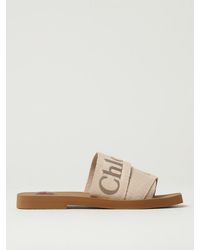 Chloé - Chlo&Eacute Woody Canvas Slippers With Embroidered Logo - Lyst